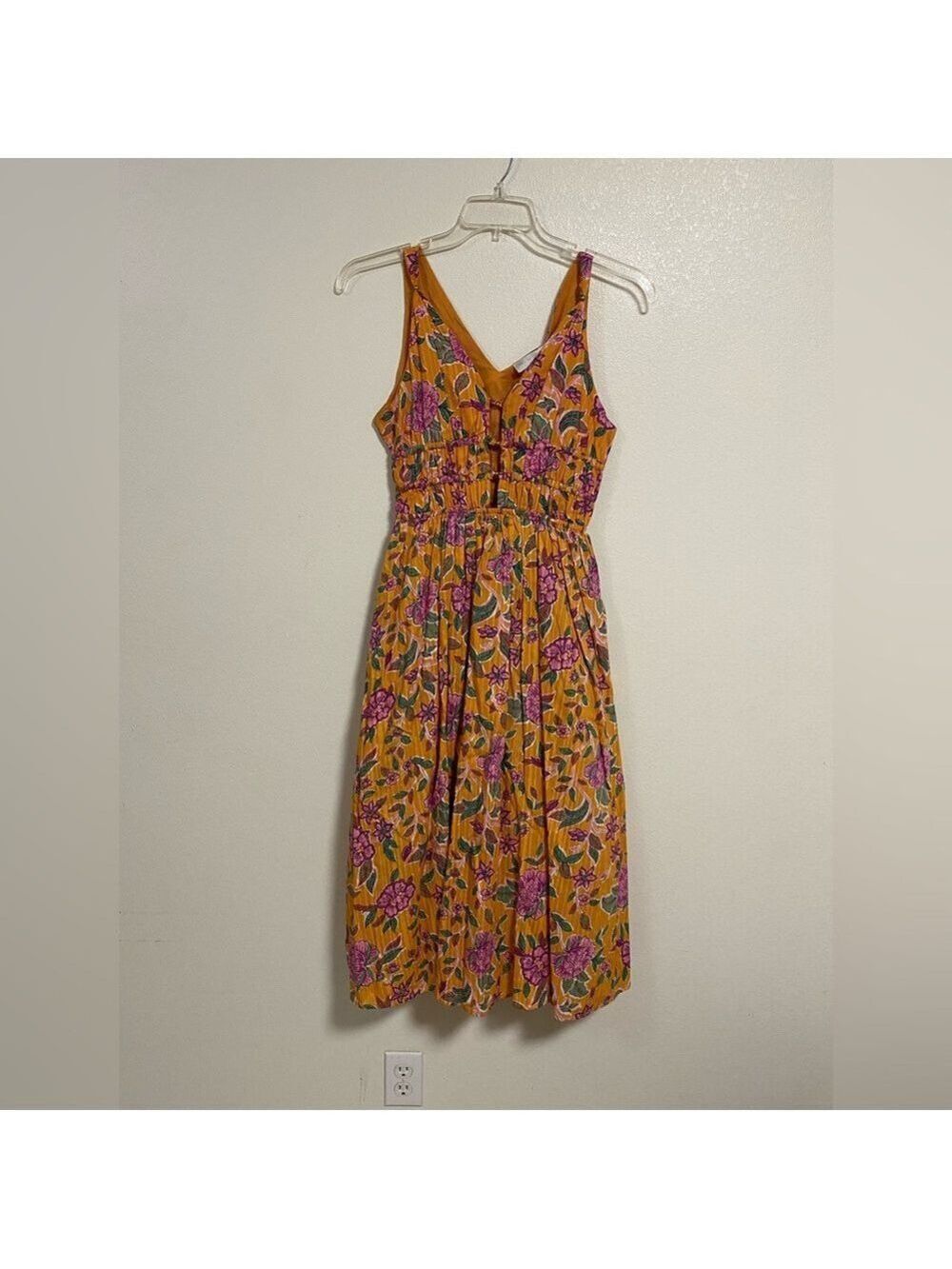 Caroline Constas Dress Women’s Size Small Orange Floral print  Midi Dress NWT